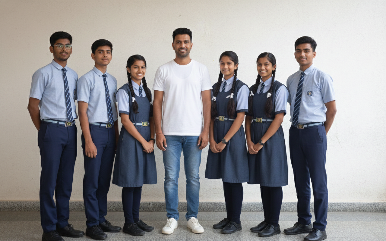 Portrait Of High School Students Outside College Buildings