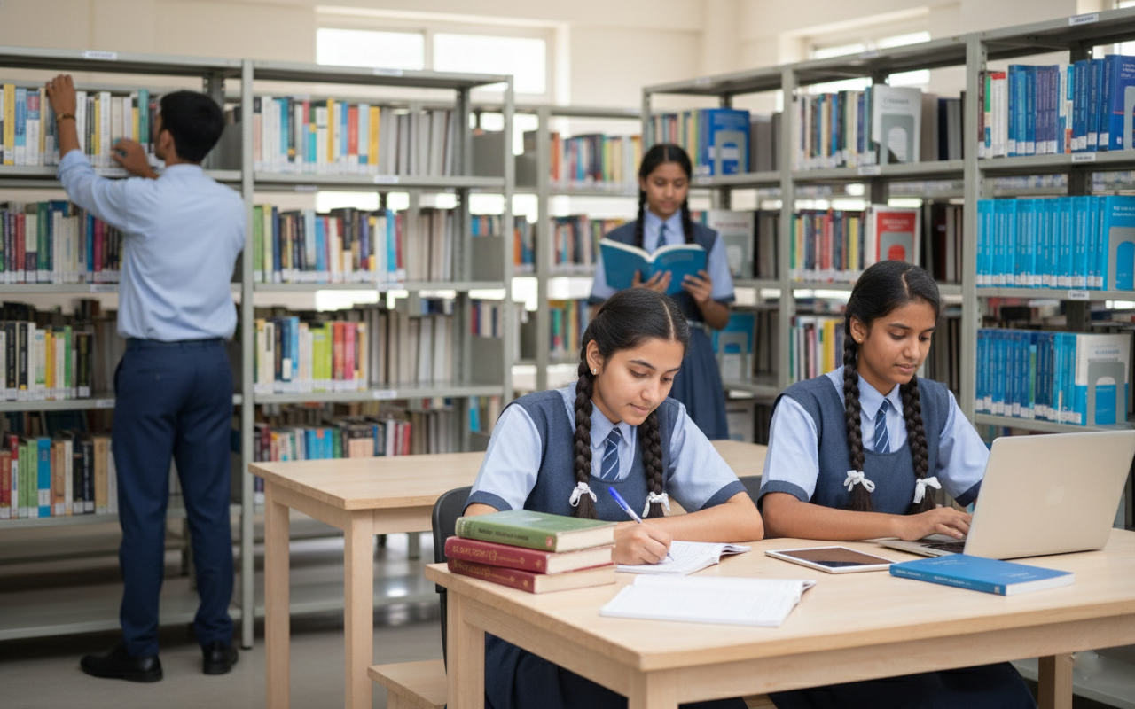 Students in library